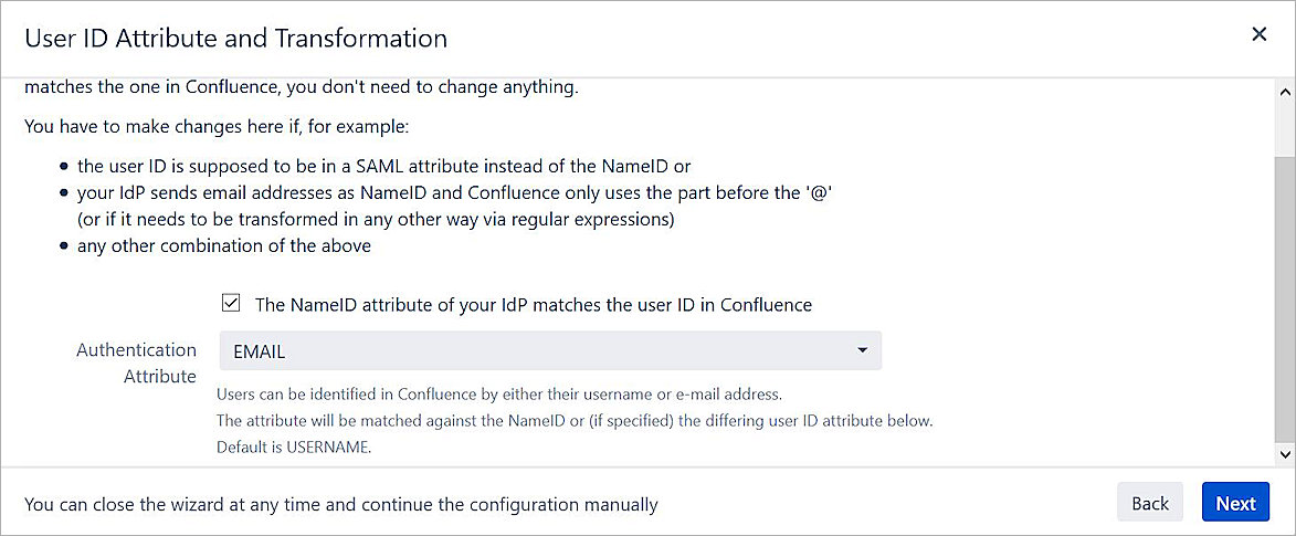 User ID Attribute and Transformation